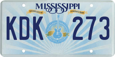 MS license plate KDK273