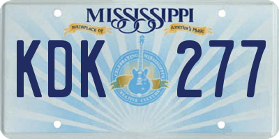 MS license plate KDK277