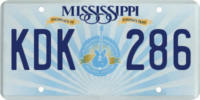 MS license plate KDK286