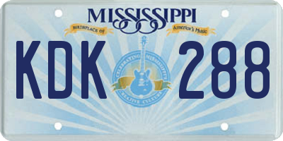 MS license plate KDK288