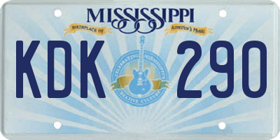 MS license plate KDK290
