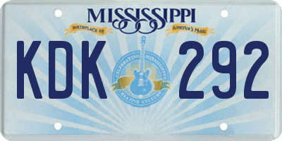MS license plate KDK292