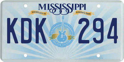 MS license plate KDK294