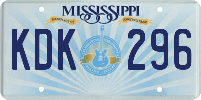 MS license plate KDK296