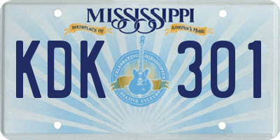 MS license plate KDK301