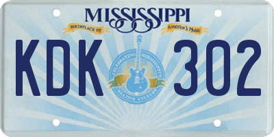 MS license plate KDK302