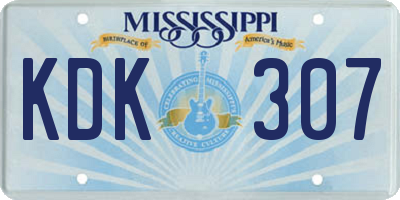 MS license plate KDK307