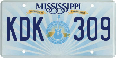 MS license plate KDK309