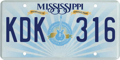 MS license plate KDK316