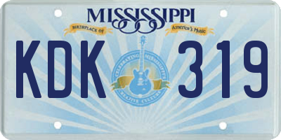 MS license plate KDK319
