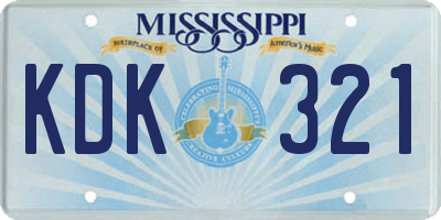 MS license plate KDK321