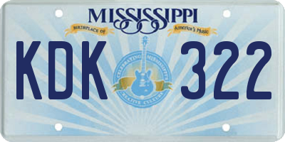MS license plate KDK322