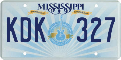 MS license plate KDK327