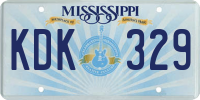 MS license plate KDK329