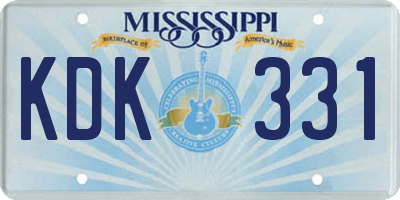 MS license plate KDK331