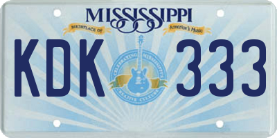 MS license plate KDK333