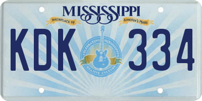 MS license plate KDK334