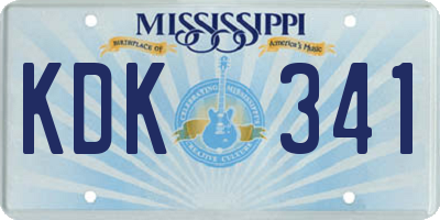 MS license plate KDK341