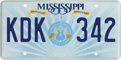 MS license plate KDK342