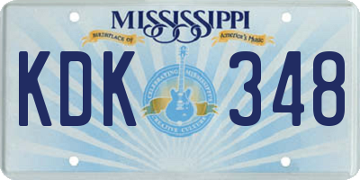 MS license plate KDK348