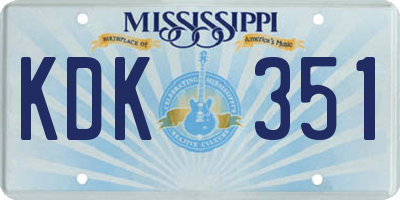 MS license plate KDK351