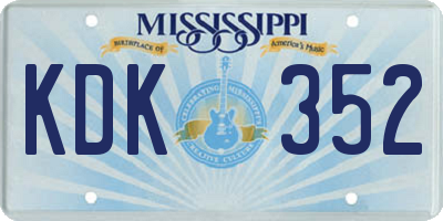 MS license plate KDK352
