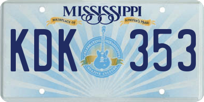 MS license plate KDK353
