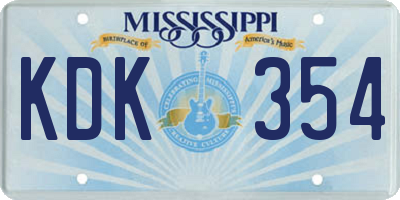 MS license plate KDK354