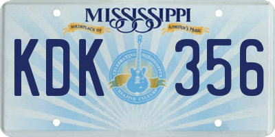 MS license plate KDK356