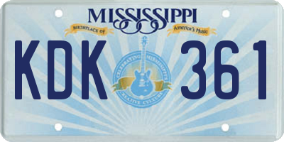 MS license plate KDK361