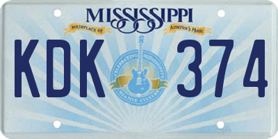 MS license plate KDK374
