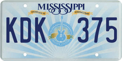 MS license plate KDK375