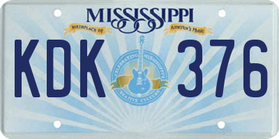 MS license plate KDK376