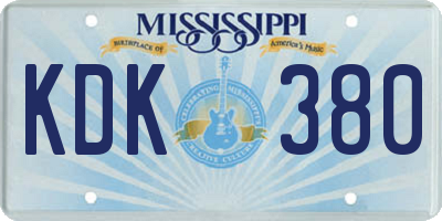 MS license plate KDK380