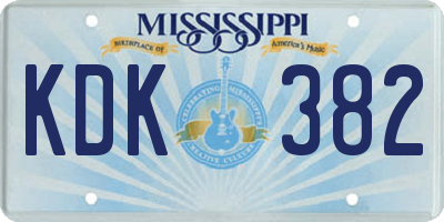 MS license plate KDK382