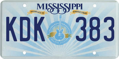 MS license plate KDK383