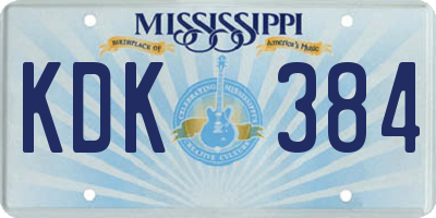 MS license plate KDK384