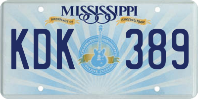 MS license plate KDK389