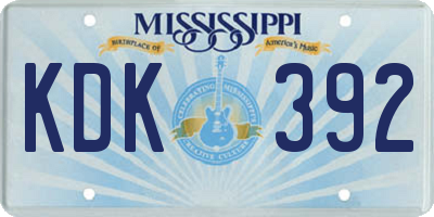 MS license plate KDK392