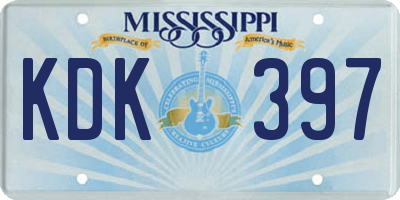 MS license plate KDK397