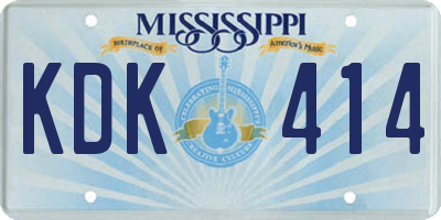 MS license plate KDK414