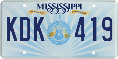 MS license plate KDK419