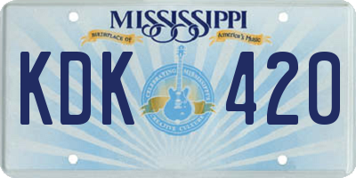 MS license plate KDK420