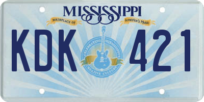 MS license plate KDK421