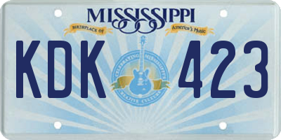 MS license plate KDK423