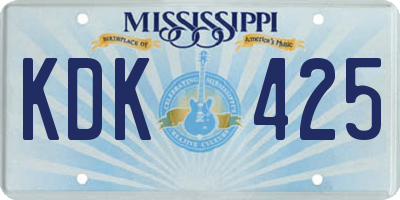 MS license plate KDK425