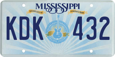 MS license plate KDK432
