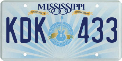 MS license plate KDK433