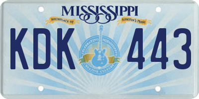 MS license plate KDK443