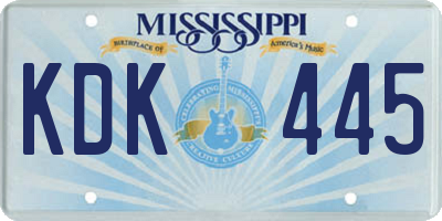 MS license plate KDK445